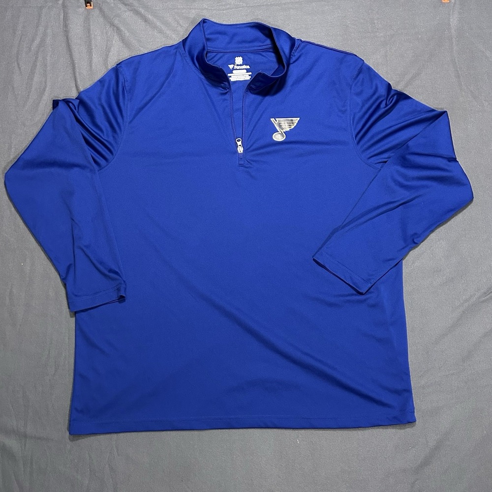 St. Louis Blues Pullover Mens 2XL‎ NHL 1/4 Zip Sweater Blue Hockey